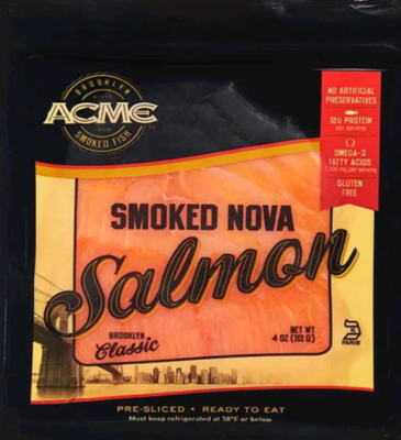 Acme smoked Nova salmon from Euclid Fish Market, fresh fish market near Mentor, Ohio