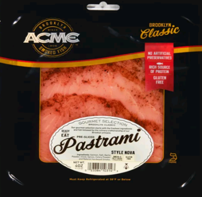 Acme pastrami style smoked Nova salmon from Euclid Fish Market, fresh fish market near Mentor, Ohio