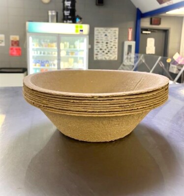 Cardboard clam bowls, or cupsidors, as sold by Euclid Fish Company near Cleveland